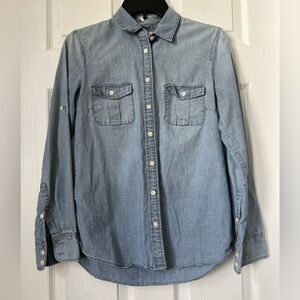 J.Crew women’s long sleeve button down denim shirt, size XS